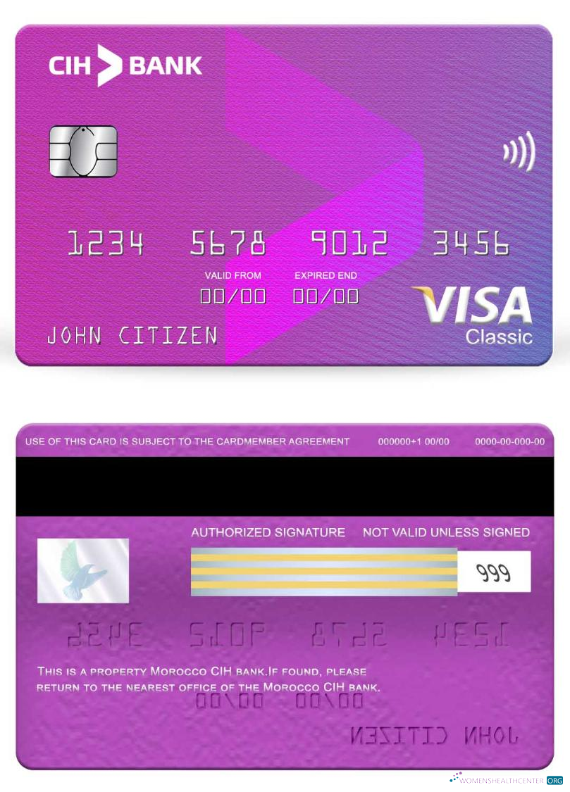 Download Morocco CIH bank visa classic card Photoshop template